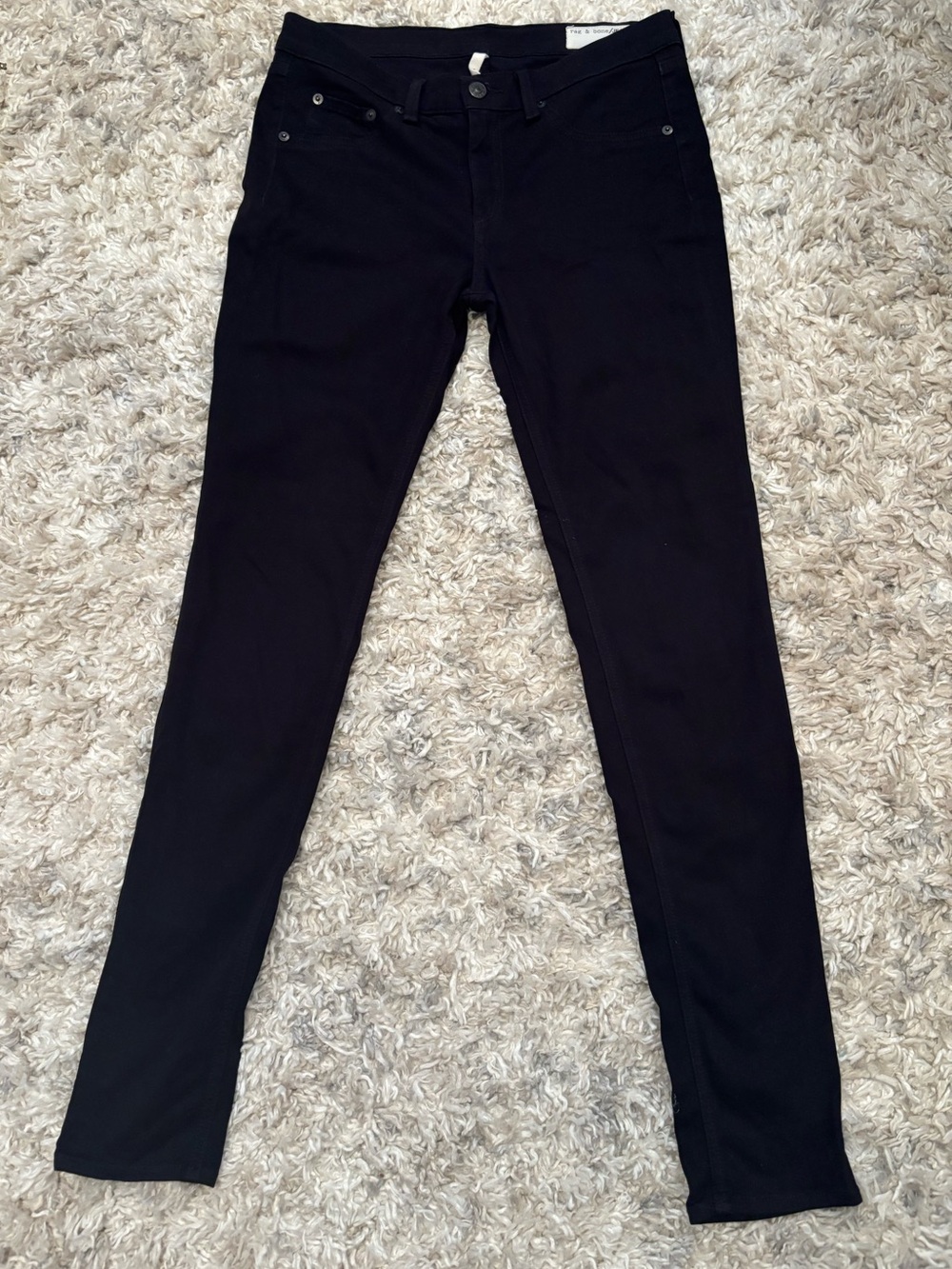 rag & bone “The Legging” Skinny Jeans in Black Plush | Size 28